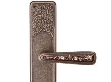 Ручка дверная на планке под цилиндр Val De Fiori Николь,, Бронза античная с эмалью