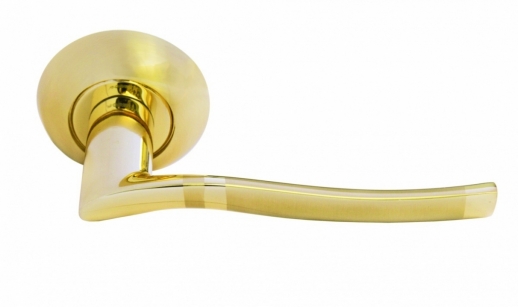 Ручка дверная на круглой розетке Morelli Эпоха Возрождения, Золото матовое/Золото Mh-04 SG/GP
