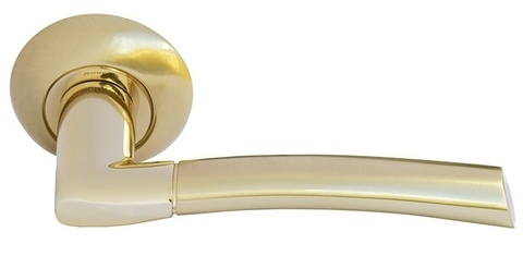 Ручка дверная на круглой розетке Morelli Эпоха Возрождения, Золото матовое/Золото Mh-06 SG/GP