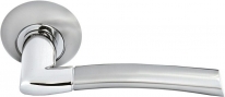 Ручка дверная на круглой розетке Morelli Эпоха Возрождения, Никель белый/Хром полированный Mh-06 SN/CP