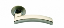Ручка дверная на круглой розетке Morelli Современное искусство, Никель белый/Хром полированный Mh-12 SN/CP