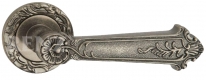 Ручка дверная на круглой розетке RENZ  "Бьянка", Серебро античное