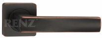 Ручка дверная на квадратной розетке RENZ "Остия", Черныйая бронза с патиной