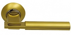 Ручка дверная на круглой розетке фалевая Archie Sillur 94A, Золото матовое/Золото