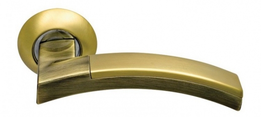 Ручка дверная на круглой розетке фалевая Archie Sillur 132, Золото матовое/Золото
