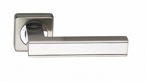 Ручка дверная на квадратной розетке фалевая Archie Sillur C159, Хром матовый/Хром
