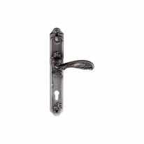 Ручка дверная на планке под цилиндр Archie Flor (Cl), Серебро чернёное