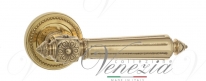 Ручка дверная на круглой розетке Venezia Castello D3 Латунь блестящая