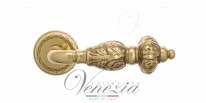 Ручка дверная на круглой розетке Venezia Lucrecia D2 Латунь блестящая