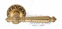 Ручка дверная на круглой розетке Venezia Pellestrina D4 Золото французское + коричневый