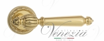 Ручка дверная на круглой розетке Venezia Pellestrina D2 Латунь блестящая