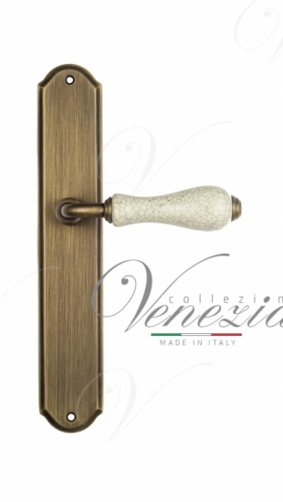 Ручка дверная на планке проходная Venezia Colosseo белая керамика паутинка PL02 матовая бронза