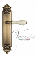 Ручка дверная на планке проходная Venezia Colosseo белая керамика паутинка PL96 матовая бронза