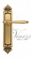 Ручка дверная на планке проходная Venezia Pellestrina PL96 французское золото + коричневый