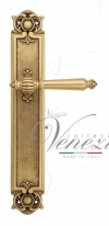 Ручка дверная на планке проходная Venezia Pellestrina PL97 французское золото + коричневый