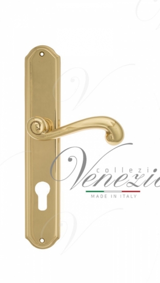 Ручка дверная на планке под цилиндр Venezia Carnevale CYL PL02 полированная латунь