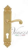 Ручка дверная на планке под цилиндр Venezia Carnevale CYL PL96 полированная латунь