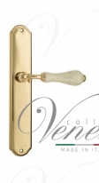 Ручка дверная на планке проходная Venezia Colosseo белая керамика паутинка PL02 полированная латунь