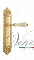 Ручка дверная на планке проходная Venezia Colosseo белая керамика паутинка PL96 полированная латунь