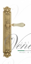 Ручка дверная на планке проходная Venezia Colosseo белая керамика паутинка PL97 полированная латунь