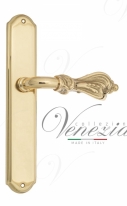 Ручка дверная на планке проходная Venezia Florence PL02 полированная латунь