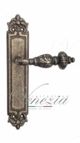 Ручка дверная на планке под цилиндр Venezia Lucrecia CYL PL96 античная бронза
