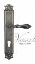 Ручка дверная на планке под цилиндр Venezia Monte Cristo CYL PL97 античное серебро