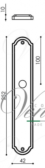 Ручка дверная на планке проходная Venezia Vivaldi PL02 матовая бронза