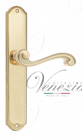 Ручка дверная на планке проходная Venezia Vivaldi PL02 полированная латунь