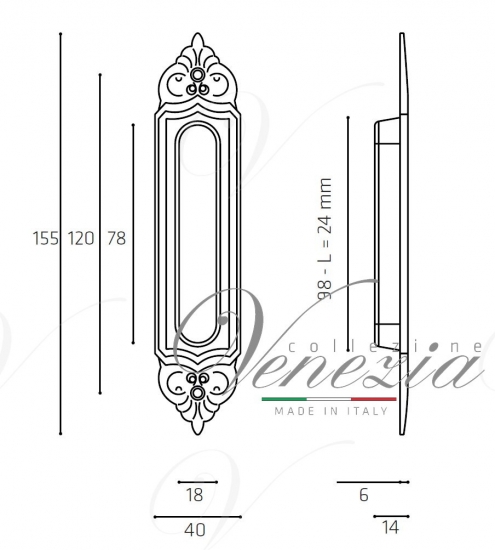 Ручка для раздвижной двери Venezia U122 Серебро античное