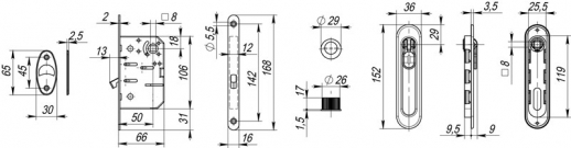 Ручка для раздвижной двери комплект Armadillo Sh011-Bk Wab-11 Бронза матовая