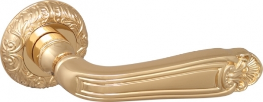 Ручка дверная на круглой розетке Fuaro Louvre Sm Gold-24 Золото 24К