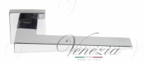 Ручка дверная на квадратной розетке Venezia Unique "Philip" полированный хром
