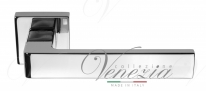 Ручка дверная на квадратной розетке Venezia Unique "Biblo" полированный хром