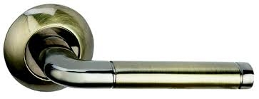 Ручка дверная на круглой розетке Bussare Lindo A-34-10, Графит/Бронза античная