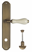 Ручка дверная на планке с фиксатором Venezia Colosseo белая керамика паутинка WC-1 PL02 матовая бронза