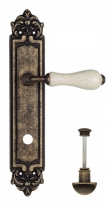 Ручка дверная на планке с фиксатором Venezia Colosseo белая керамика паутинка WC-2 PL96 античная бронза