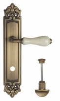Ручка дверная на планке с фиксатором Venezia Colosseo белая керамика паутинка WC-2 PL96 матовая бронза
