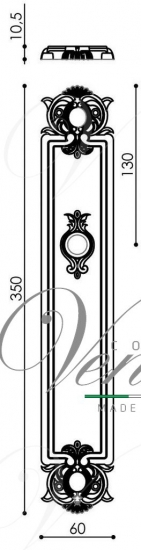 Ручка дверная на планке с фиксатором Venezia Colosseo белая керамика паутинка WC-2 PL97 античная бронза