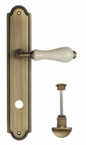Ручка дверная на планке с фиксатором Venezia Colosseo белая керамика паутинка WC-2 PL98 матовая бронза