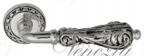 Ручка дверная на круглой розетке Venezia Monte Cristo D2 натуральное серебро + черный