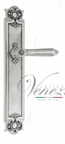 Ручка дверная на планке проходная Venezia Castello PL97 натуральное серебро + черный