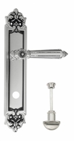 Ручка дверная на планке с фиксатором Venezia Castello WC-2 PL96 натуральное серебро + черный