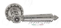Ручка дверная на круглой розетке Venezia Castello D2 натуральное серебро + черный