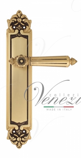 Ручка дверная на планке под цилиндр Venezia Castello PL96 французское золото + коричневый