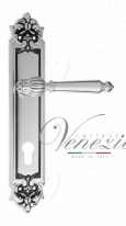 Ручка дверная на планке под цилиндр Venezia Pellestrina CYL PL96 натуральное серебро + черный