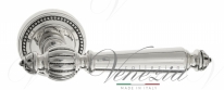 Ручка дверная на круглой розетке Venezia Pellestrina D3 натуральное серебро + черный
