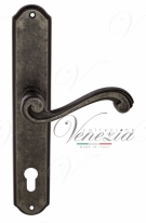 Ручка дверная на планке с фиксатором Venezia Vivaldi CYL PL02 античное серебро