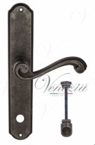 Ручка дверная на планке с фиксатором Venezia Vivaldi WC-1 PL02 античное серебро