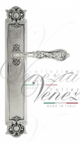 Ручка дверная на планке проходная Venezia Monte Cristo PL97 натуральное серебро + черный